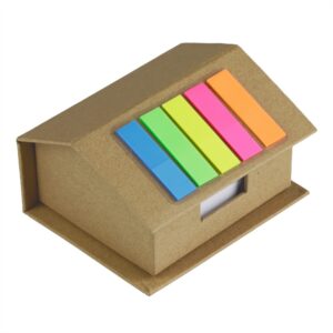 Notizenset Haus, Notizbuch, Haftnotizen mit Logo-Druck